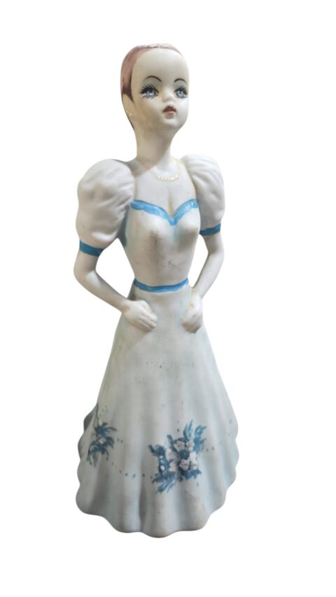 Base de luminária dama de porcelana pintada a mão