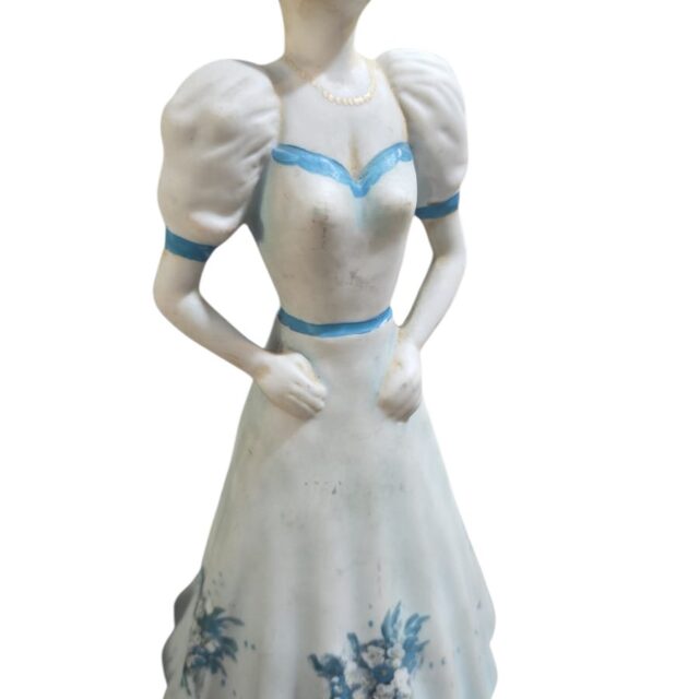Base de luminária dama de porcelana pintada a mão