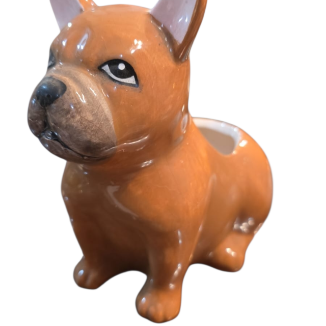 Cachorrinho Cachepot de louça pintado a mão