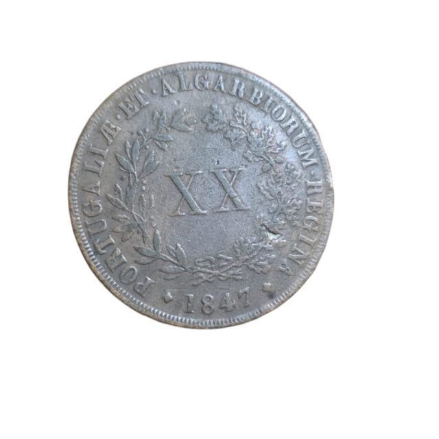 Antiga moeda portuguesa 1847, grande, bom estado