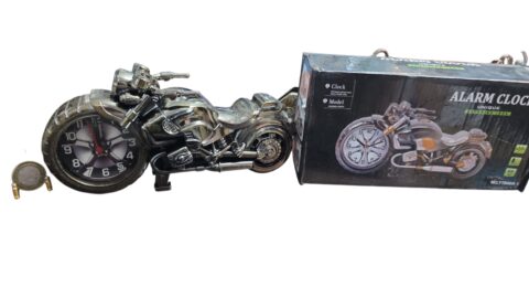 Antigo relógio em formato de moto com caixa original