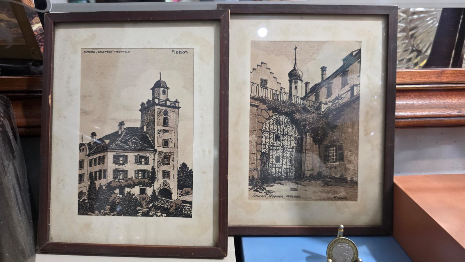 Par de antigos quadros com bela arte - Imagem 2