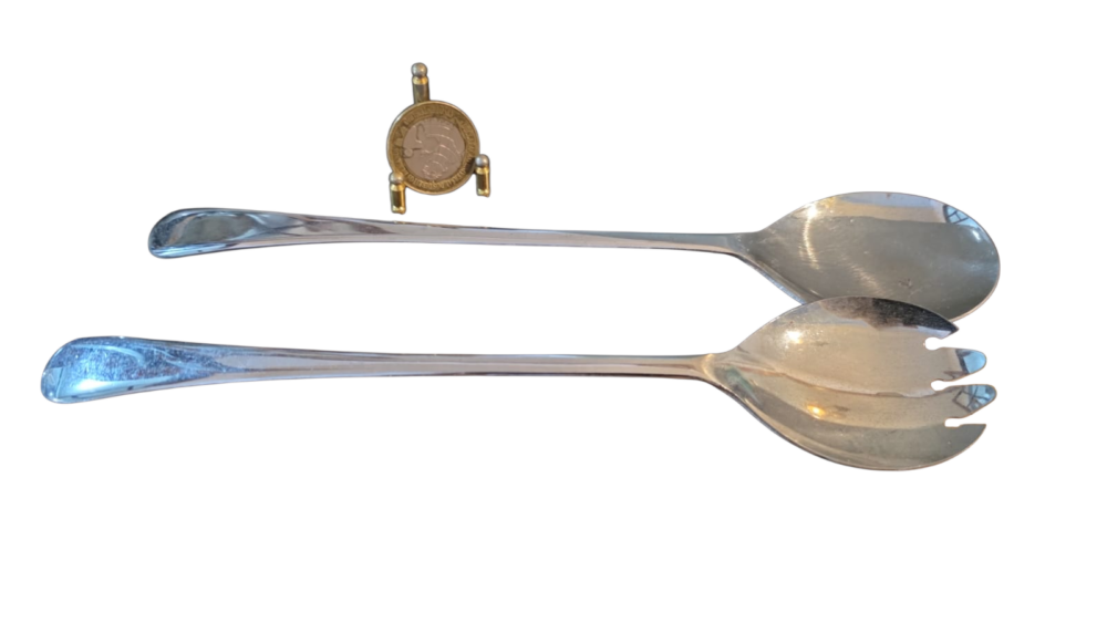 Par de talheres de servir inox ingleses