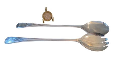 Par de talheres de servir inox ingleses