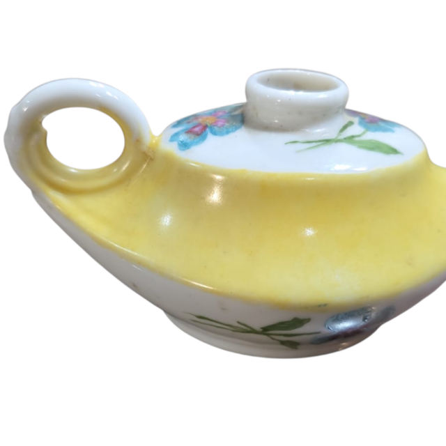 Lâmpada de porcelana, motivos florais pintados a mão