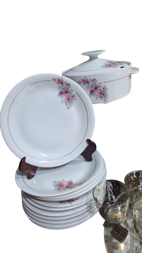 Conjunto de porcelana Renner, motivos florais