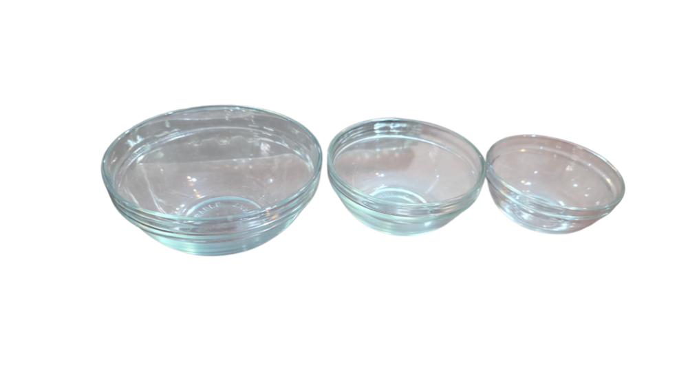 Trio de antigos bowls de vidro