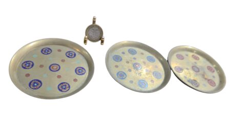 Trio de porta copos/garrafa/pinga joias, em bronze