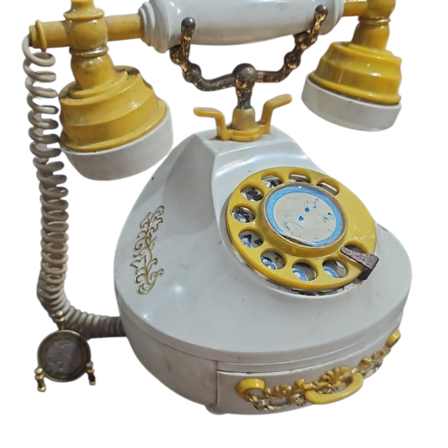 Antigo telefone porta joias musical a corda