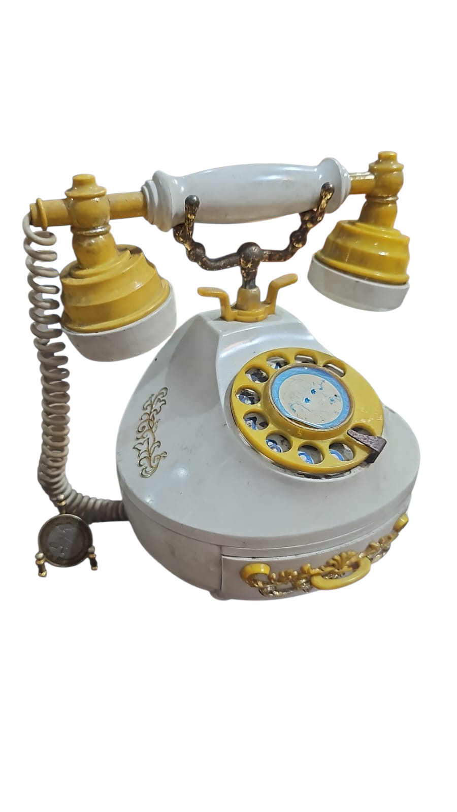 Antigo telefone porta joias musical a corda