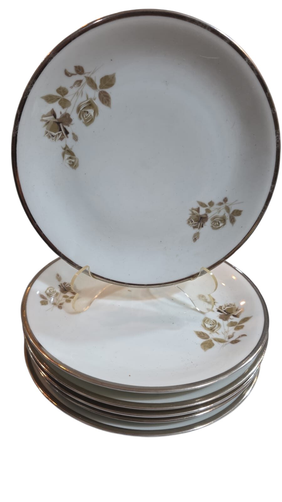 Pratos de sobremesa porcelana Renner, motivos florais. (valor unitário)