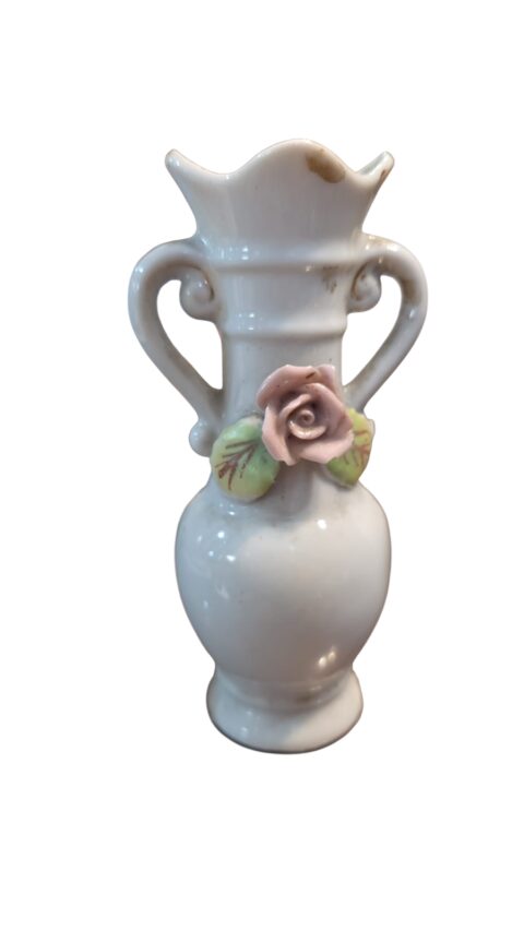 Ânfora de porcelana ornamentada com flor