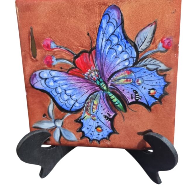 Azulejo borboleta, pintado a mão