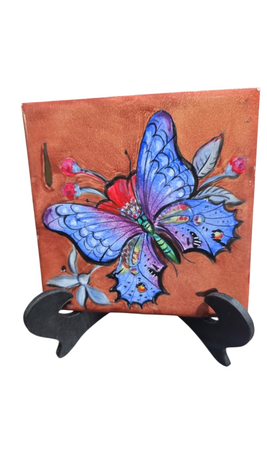 Azulejo borboleta, pintado a mão