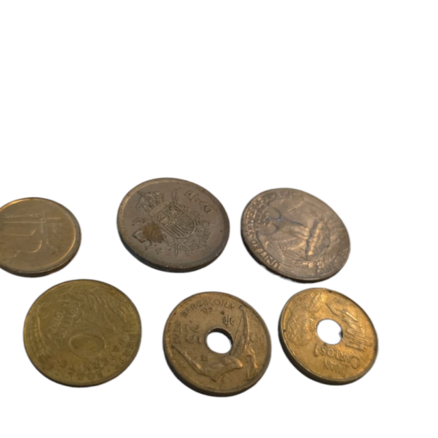 Lote de antigas moedas estrangeiras