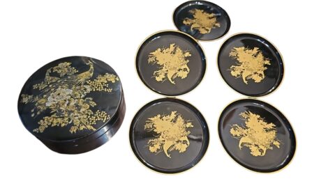 Conjunto porta copos japonês laqueado
