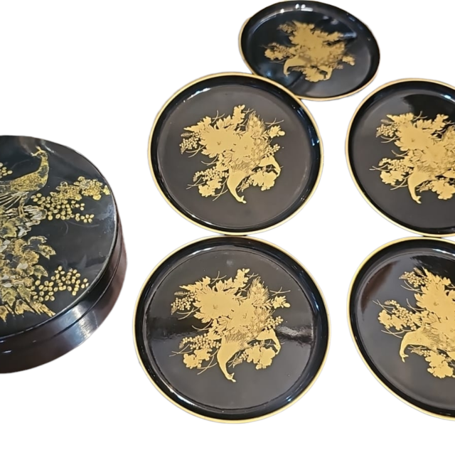 Conjunto porta copos japonês laqueado