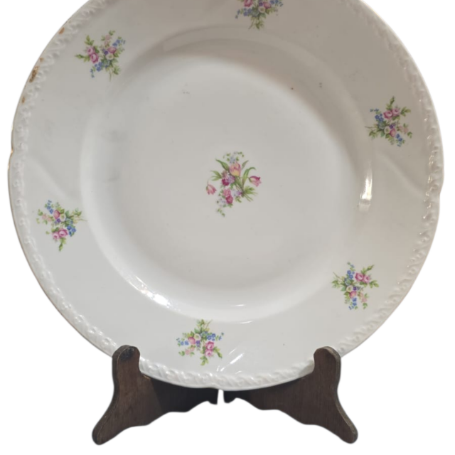 Grande e antigo prato de bolo de porcelana Tcheca