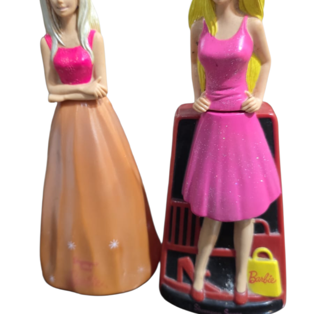Par de raros frascos colecionáveis de shampoo Barbie,