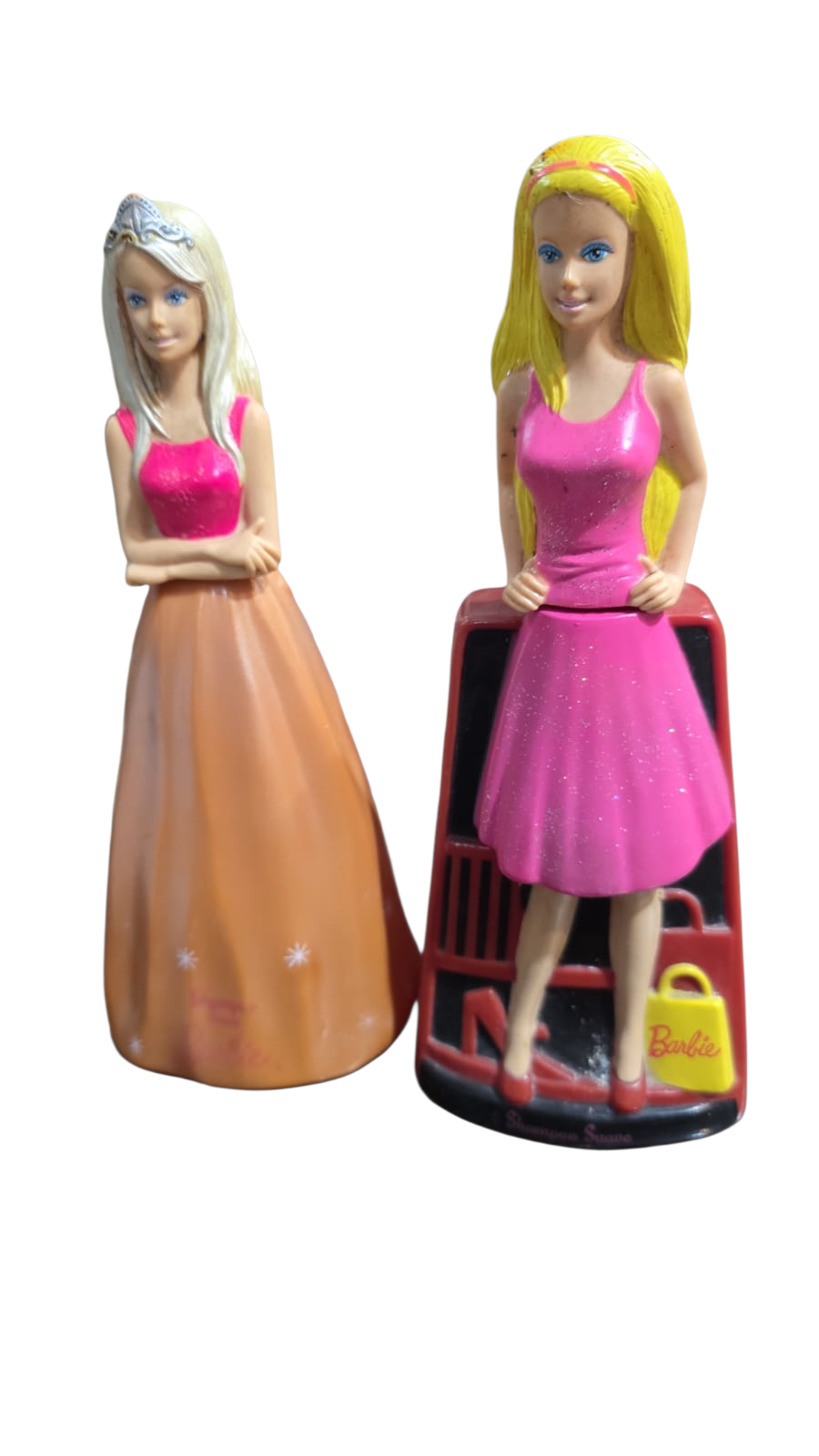 Par de raros frascos colecionáveis de shampoo Barbie,