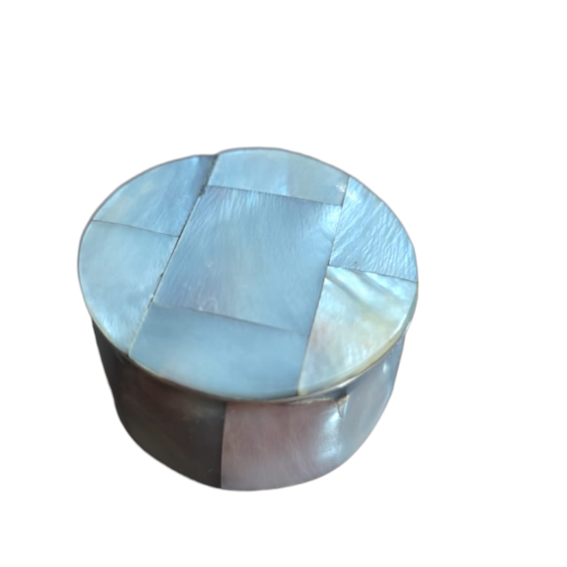Porta comprimidos em abalone azulado
