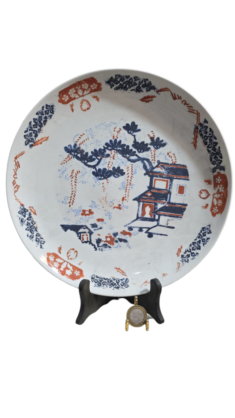 Grande e antiga porcelana com bela arte oriental feita a mão