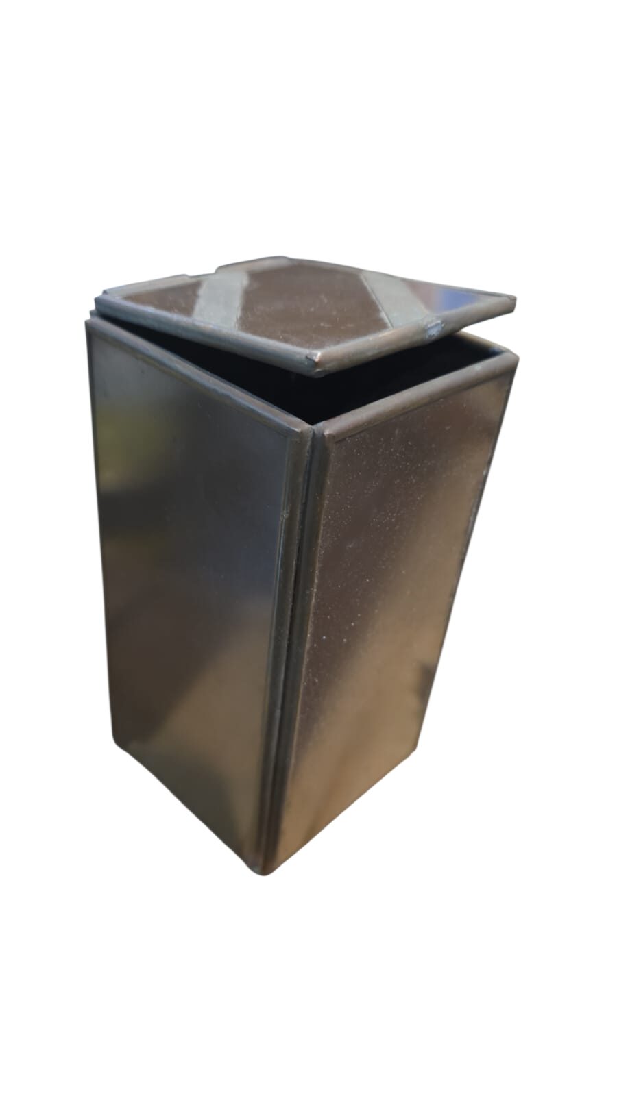 Pote para chá antigo, metal e vidro