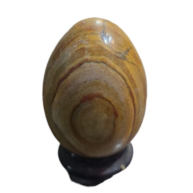 Ovo de pedra com peanha de madeira