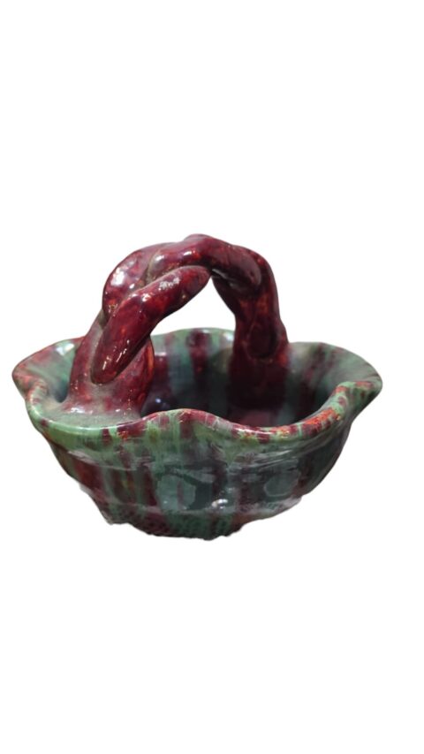 Cesta de cerâmica feita a mão, belíssima arte, bom estado