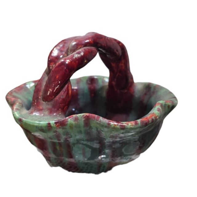 Cesta de cerâmica feita a mão, belíssima arte, bom estado