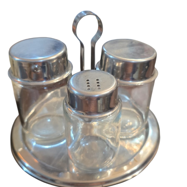 Galheteiro inox/vidro