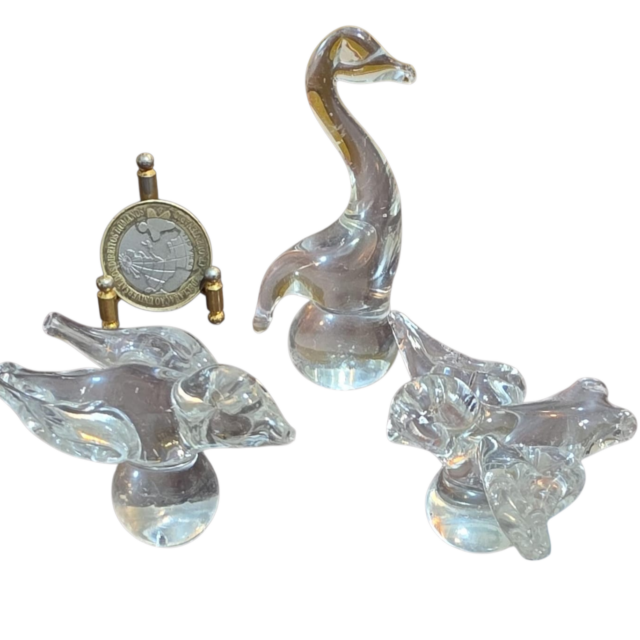 Trio de aves em murano