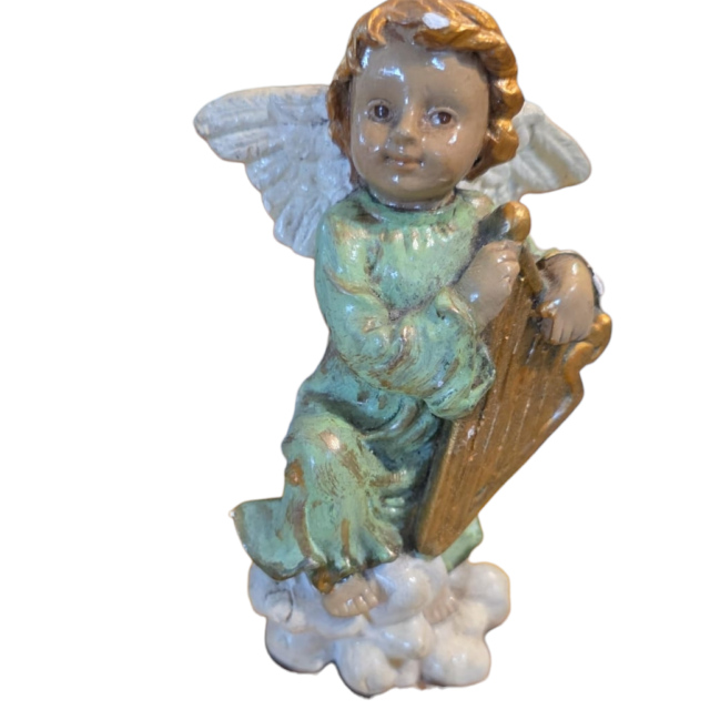 Antiga escultura de anjinho em gesso