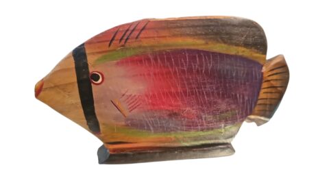 Peixe de madeira artesanal, pintado a mão