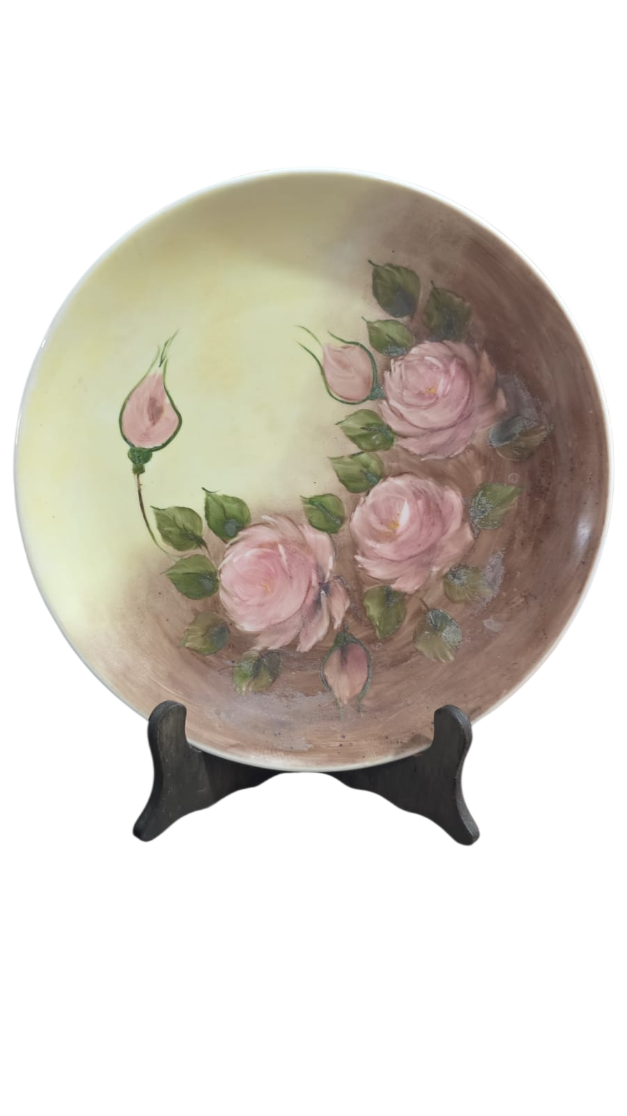 Bela e antiga porcelana pintada a mão, motivos florais
