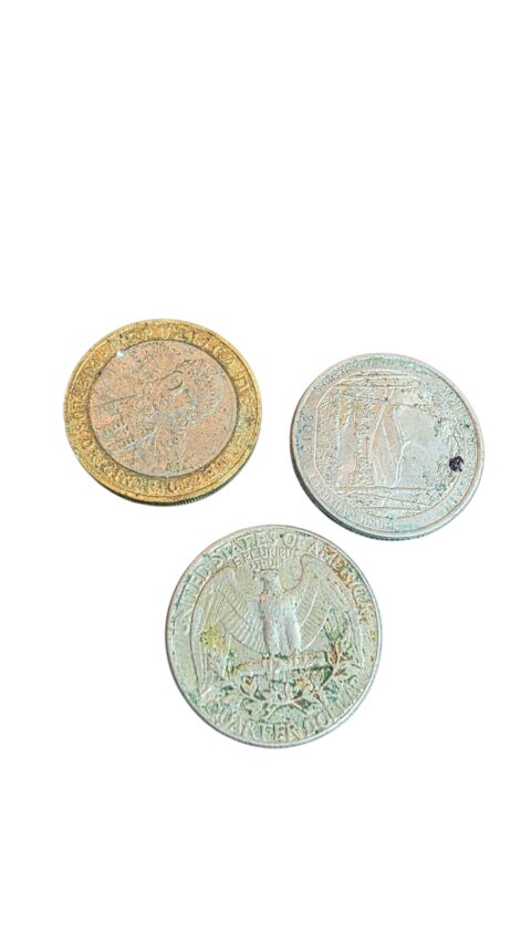 Trio de moedas estrangeiras