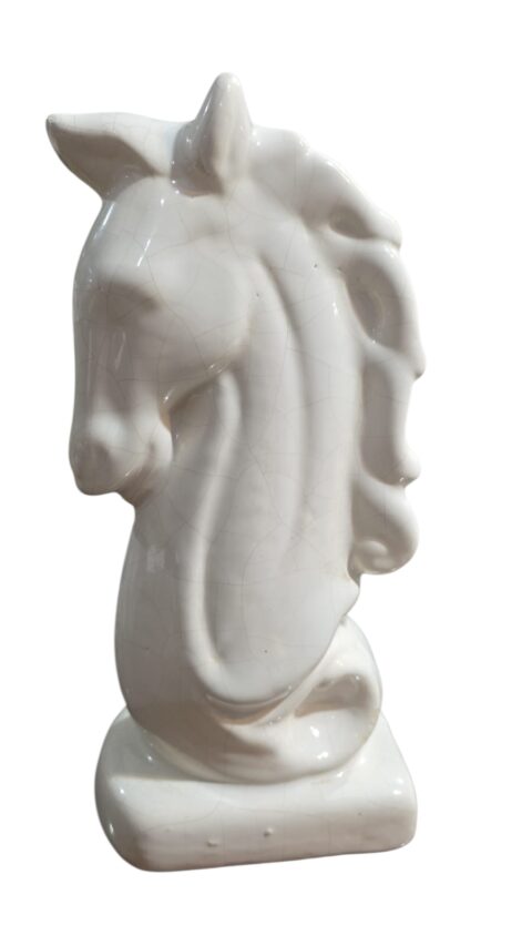 Busto de cavalo em faiança vitrificada