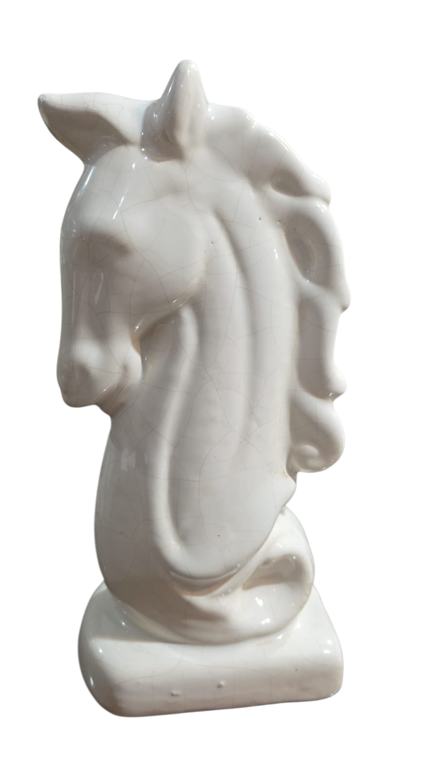 Busto de cavalo em faiança vitrificada