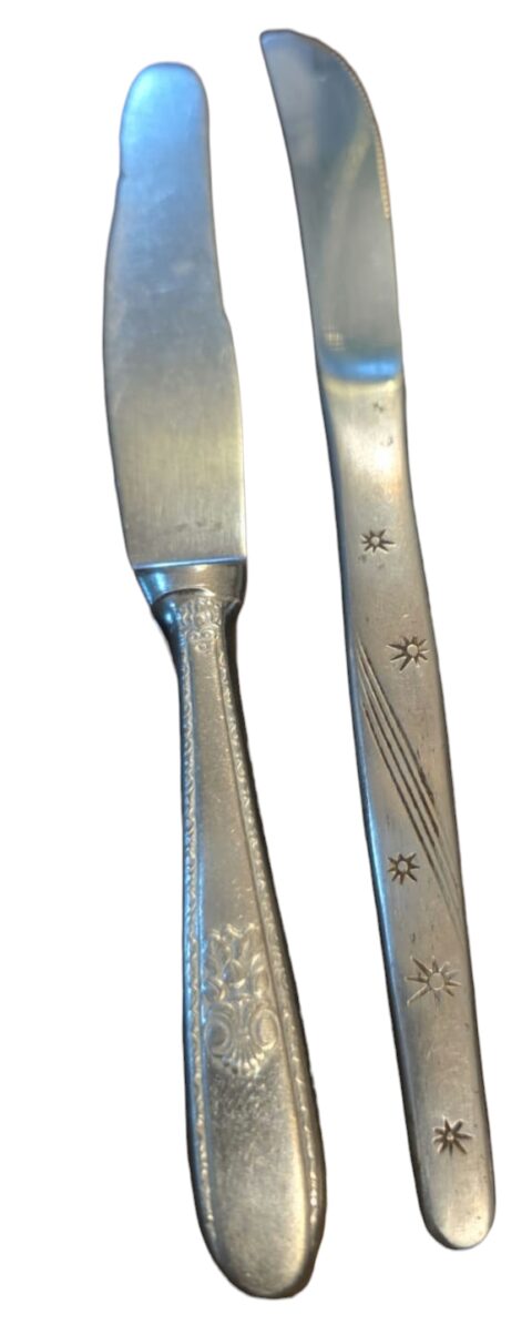 Par de facas antigas diversas, inox