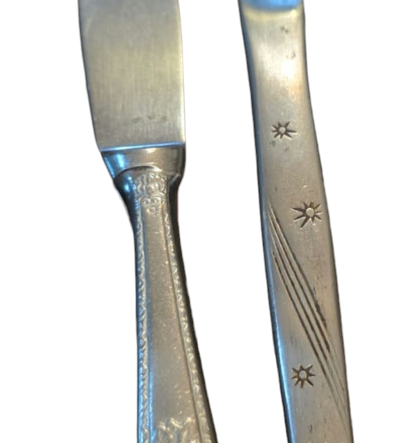Par de facas antigas diversas, inox