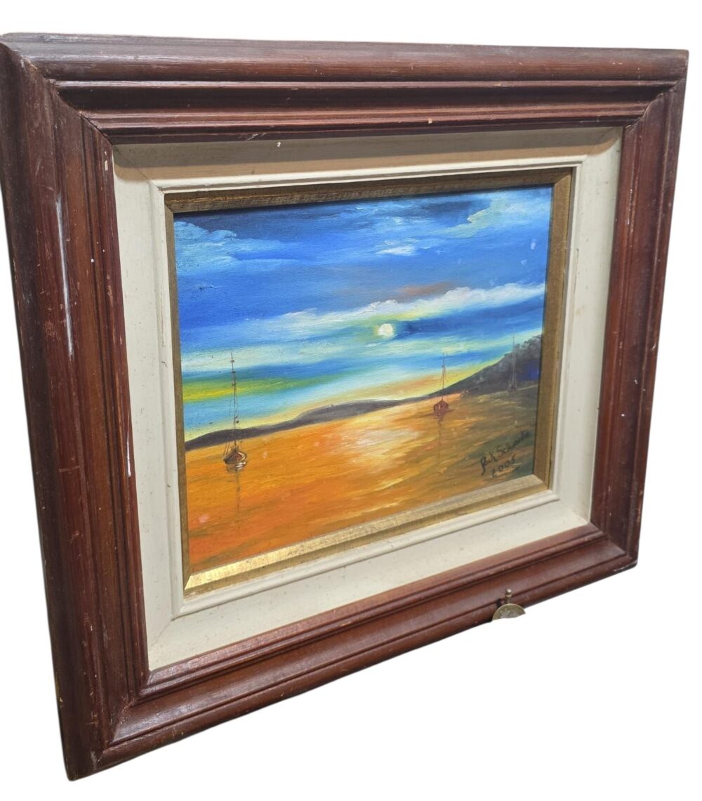 Bela pintura assinada com linda moldura de madeira