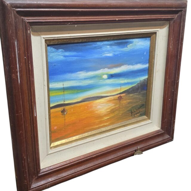 Bela pintura assinada com linda moldura de madeira