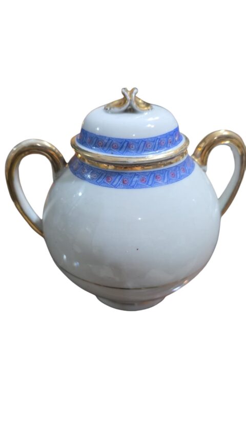 Antigo açucareiro japonês de porcelana casca de ovo