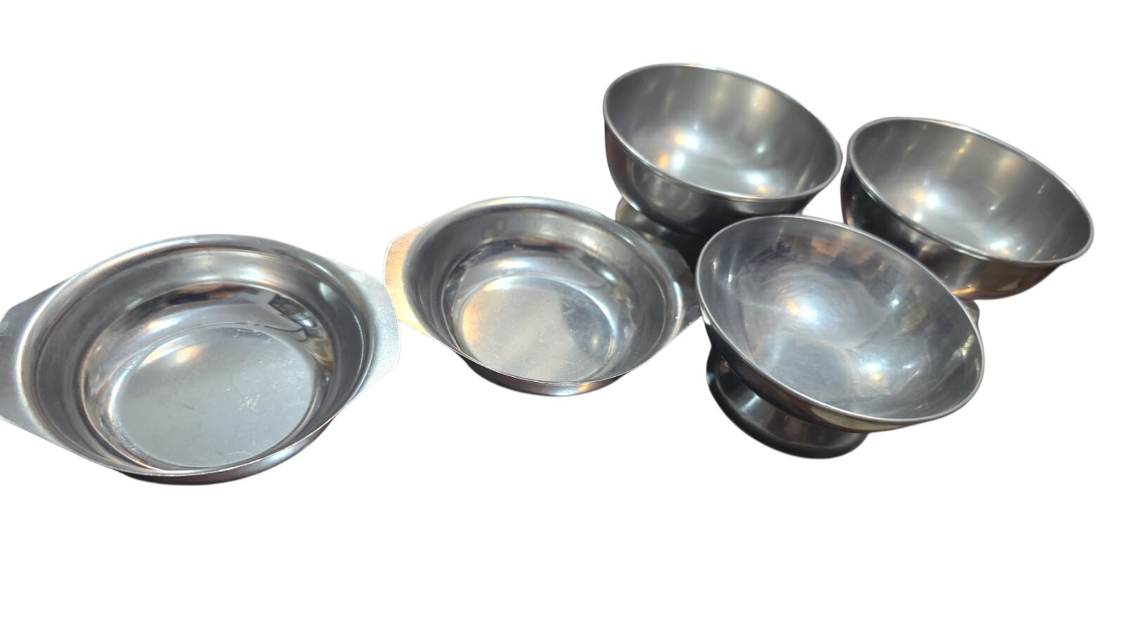 Conjunto de antigos potes de sobremesa/petiscos inox