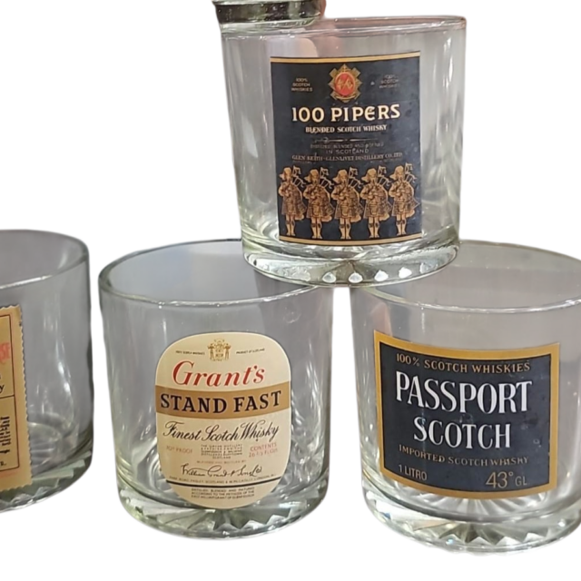 Quarteto de copos de whisky de cristal