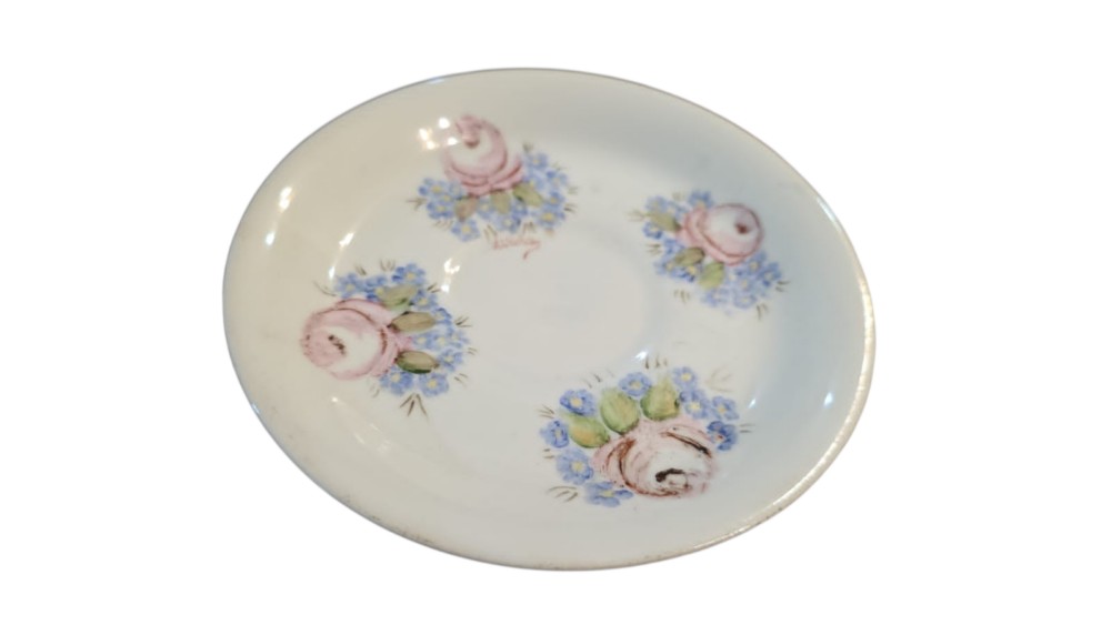 Antigo pires de porcelana Schmidt pintado a mão