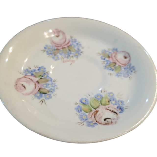 Antigo pires de porcelana Schmidt pintado a mão