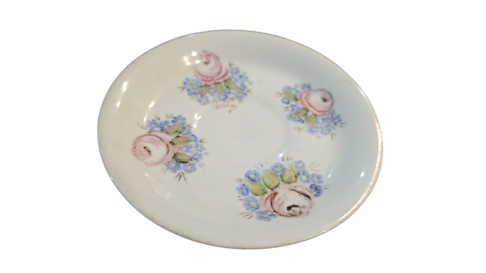 Antigo pires de porcelana Schmidt pintado a mão