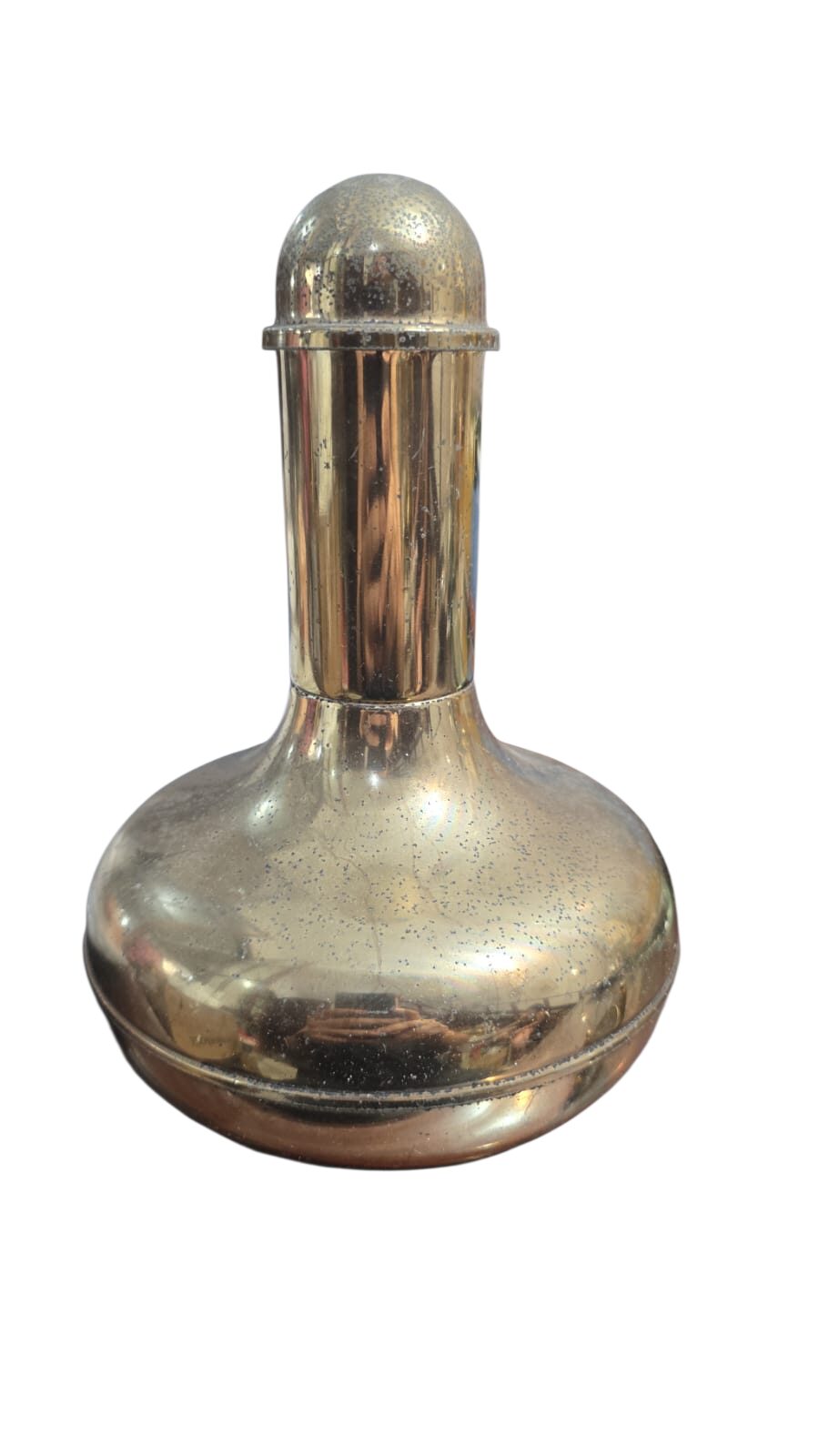 Antiga e rara garrafa bojuda em dourado metal