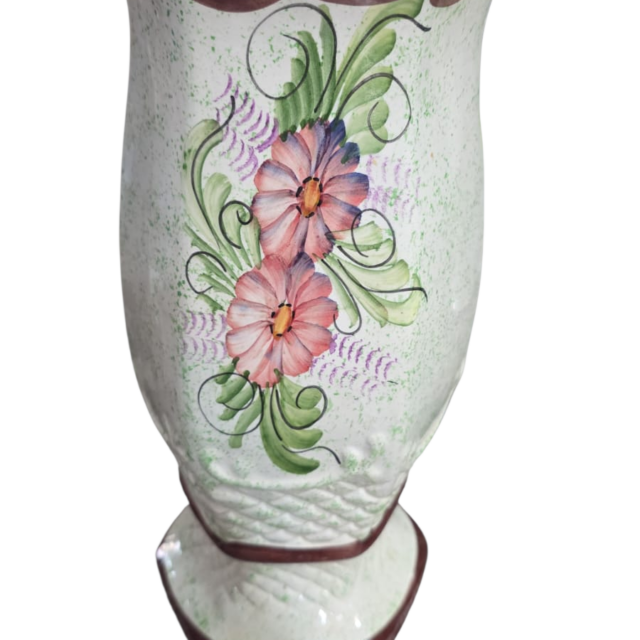 Belíssimo, grande e antigo vaso pintado a mão